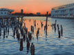 Original art for sale at UGallery.com | Hudson River Sunset and the Ghost of Pier 56 by Nick Savides | $875 | oil painting | 9' h x 12' w | thumbnail 1