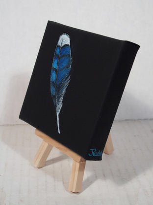 Blue Jay Feather by Jennifer Ross |  Side View of Artwork 