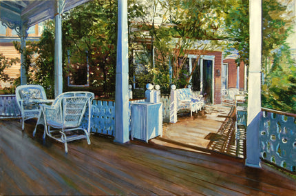 oil painting by Onelio Marrero titled Cape May Porch: Angel of The Sea