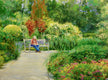 Original art for sale at UGallery.com | Sketching in the Garden by Onelio Marrero | $1,125 | oil painting | 18' h x 24' w | thumbnail 1