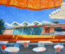 Original art for sale at UGallery.com | Orange Awning by Mitchell Freifeld | $475 | oil painting | 18' h x 22' w | thumbnail 1