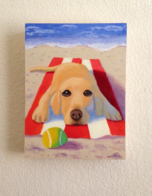 Lab at the Beach by Pat Doherty |  Side View of Artwork 