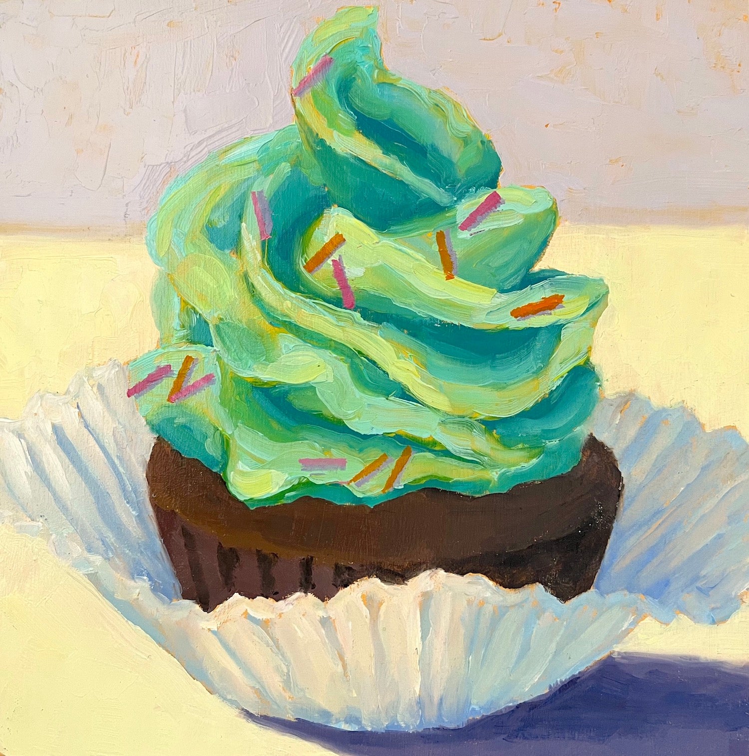 Mint Chocolate Cupcake by Pat Doherty - oil painting | UGallery