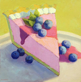 oil painting by Pat Doherty titled Raspberry Mousse Pie