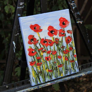 Poppies by Lisa Elley |  Side View of Artwork 