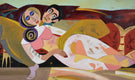 Original art for sale at UGallery.com | Reclining with Love by Diana Rosa | $1,025 | acrylic painting | 12' h x 36' w | thumbnail 4