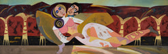 Original art for sale at UGallery.com | Reclining with Love by Diana Rosa | $1,025 | acrylic painting | 12' h x 36' w | thumbnail 1