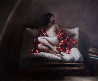 oil painting by John Kelly titled Red Kimono