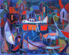 Original art for sale at UGallery.com | Boatyard by Robert Hofherr | $1,975 | acrylic painting | 24' h x 30' w | thumbnail 1