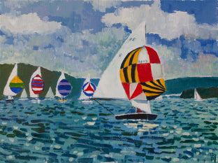 Deep Creek Sailing - Commission by Robert Hofherr |  Side View of Artwork 