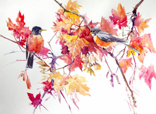 American Robins and Maple Tree by Suren Nersisyan |  Artwork Main Image 