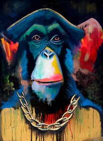 mixed media artwork by Scott Dykema titled Big Chimpin