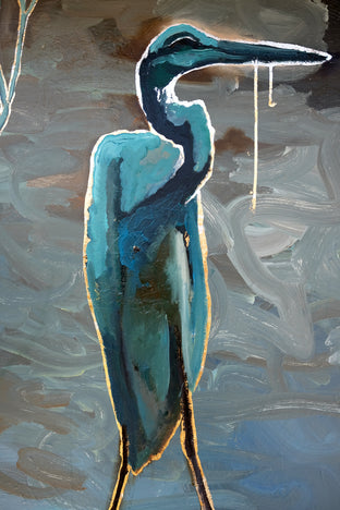 Blue Heron on Blue by Scott Dykema |  Context View of Artwork 