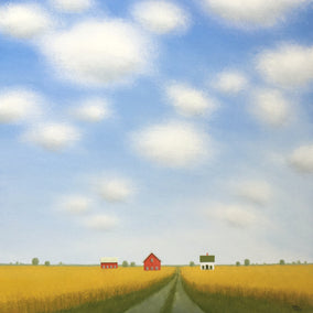 acrylic painting by Sharon France titled Road Past the Old Farm