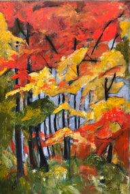 acrylic painting by Sharon Sieben titled Autumn Leaves