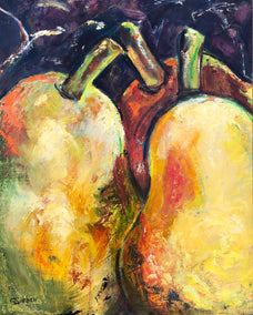 oil painting by Sharon Sieben titled Three Pears