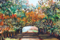 Original art for sale at UGallery.com | Autumn Tunnel by Shela Goodman | $375 | oil painting | 12' h x 16' w | thumbnail 1