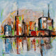 Original art for sale at UGallery.com | Skyline VII by Sharon Sieben | $675 | acrylic painting | 24' h x 24' w | thumbnail 1