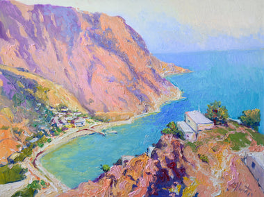 oil painting by Suren Nersisyan titled Landscape From Greek Islands, Morning