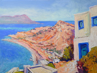 oil painting by Suren Nersisyan titled Landscape From Greek Islands