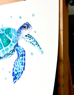 Sea Turtle - Commission by Suren Nersisyan |  Side View of Artwork 