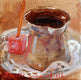 Original art for sale at UGallery.com | Turkish Coffee by Jonelle Summerfield | $75 | oil painting | 4' h x 4' w | thumbnail 1