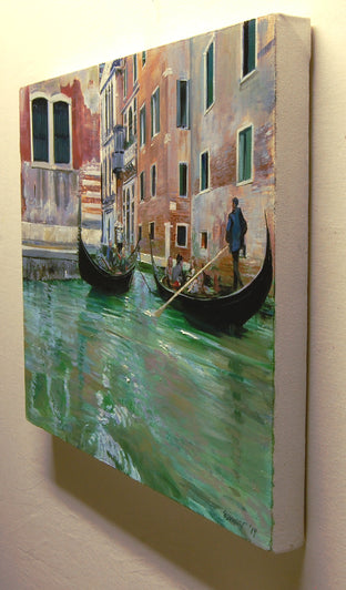 Two Passing Gondolas by Onelio Marrero |  Side View of Artwork 