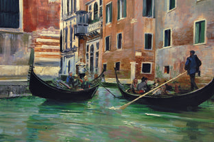 Two Passing Gondolas by Onelio Marrero |   Closeup View of Artwork 