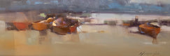 Original art for sale at UGallery.com | Boats after Fishing by Vahe Yeremyan | $1,000 | oil painting | 20' h x 31' w | thumbnail 3