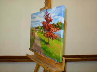 Walking River Park by Suzanne Massion |  Side View of Artwork 