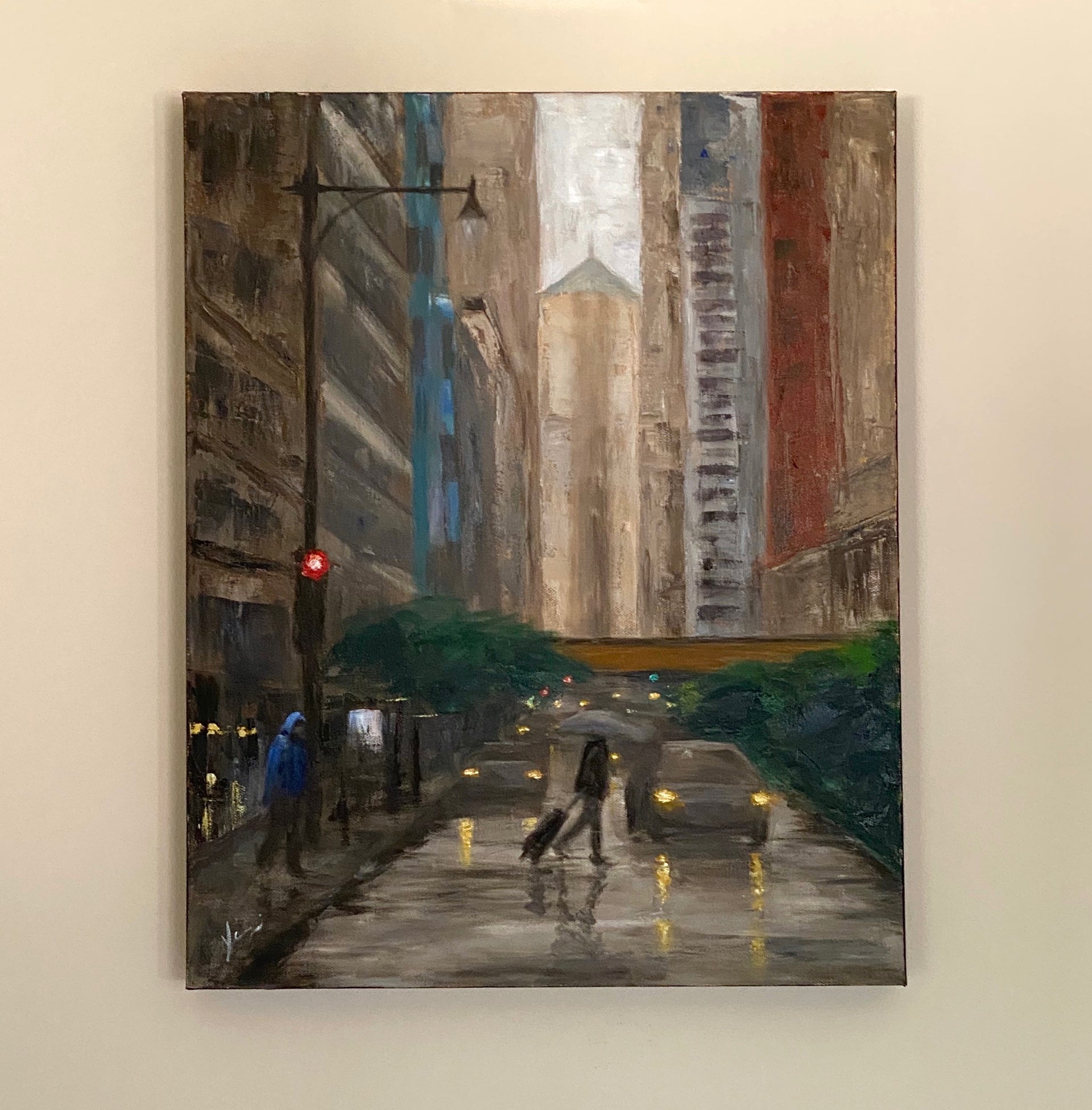 La Salle Street, Rainy Day By Yangzi Xu   Oil Painting | UGallery