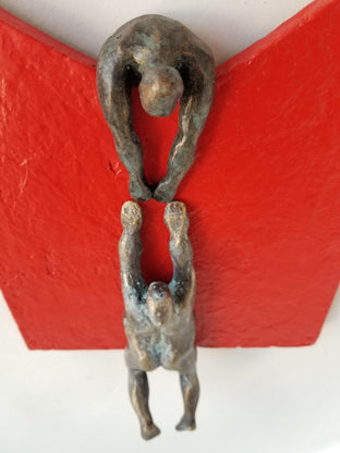 Helping Each Other (Red Series 2/50) by Yelitza Diaz |   Closeup View of Artwork 