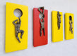 Original art for sale at UGallery.com | Yellow & Red Climbers by Yelitza Diaz | $975 | mixed media artwork | 11.5' h x 25' w | thumbnail 2