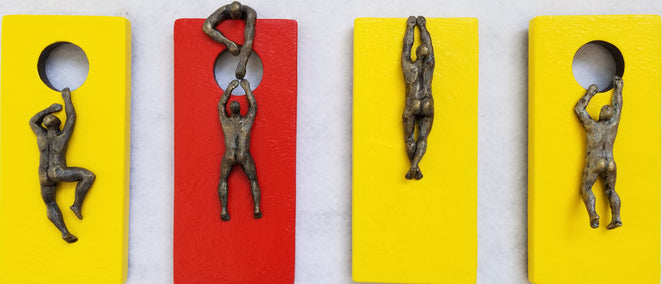 mixed media artwork by Yelitza Diaz titled Yellow & Red Climbers